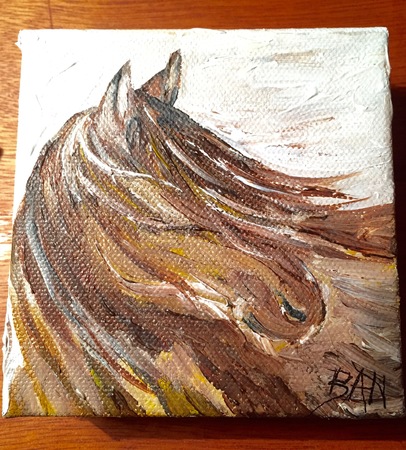Horse in the Wind, 3"x3", Acrylic on Canvas $125.00